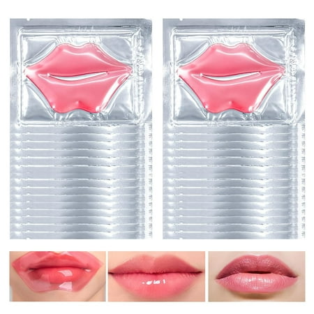 MODANU 30Pcs Moisturizing Collagen Crystal Lip Mask, Lip Care Gel Pads for Dry Lips, Anti-Aging Lip Patches, Reduce Lip Wrinkles, Remove Chapped Skin for Women and Men, Pink