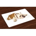 thumbnail image 1 of Ambesonne English Bulldog Place Mats Set of 4, Sad Animal, Standard Size, Cream Brown, 1 of 4