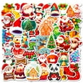 thumbnail image 2 of 50-Pack Christmas Holiday Stickers - Festive Christmas Tree, Santa, Snowflake, Snow Globe, and Bell Decals for Seasonal Décor, 2 of 5