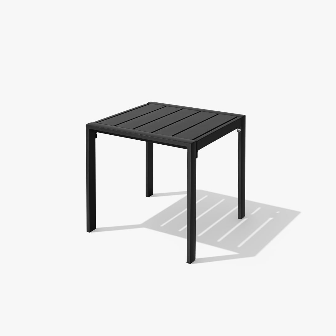 Rustproof Aluminum Outdoor Side Table with Slatted Top, Black – Weather-Resistant Patio End Table for Garden, Porch, Balcony
