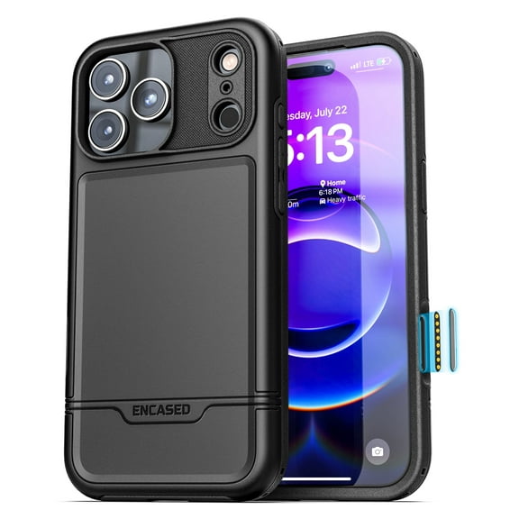 Encased for iPhone 17 Pro Case with Camera Control Capture Button (Rebel Armor) Heavy-Duty Protective Phone Case (Compatible with MagSafe) Black