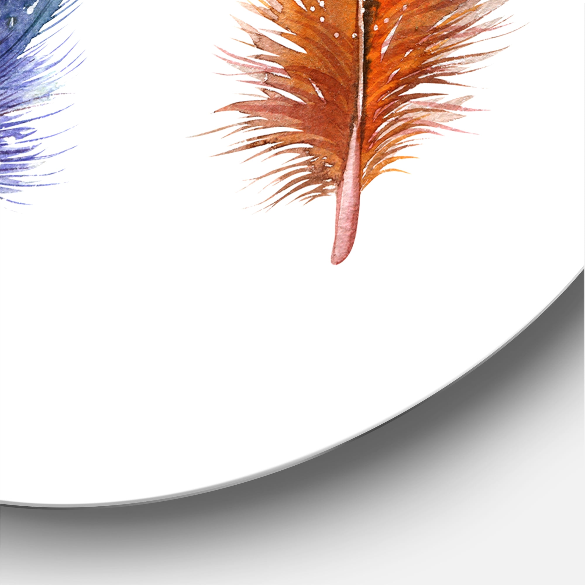 Designart 'Colourful Boho Art Feather Set IX' Bohemian & Eclectic Circle Metal Wall Art 29x29 - Disc of 29