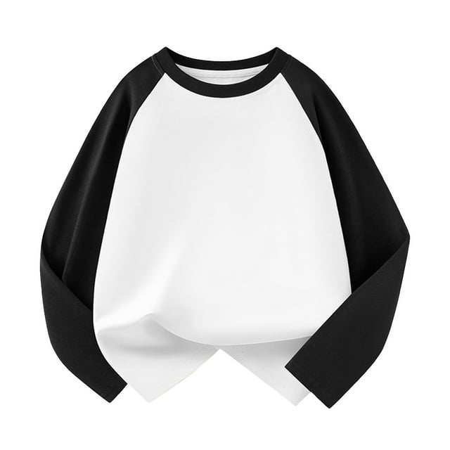 T-Shirts Noirs à Manches Longues pour Tout-Petites Filles, T-Shirt à Col Rond pour Filles, Hauts d'Automne, Tees, T-Shirt en Coton, Chemises pour Filles, Taille 2-3 Ans