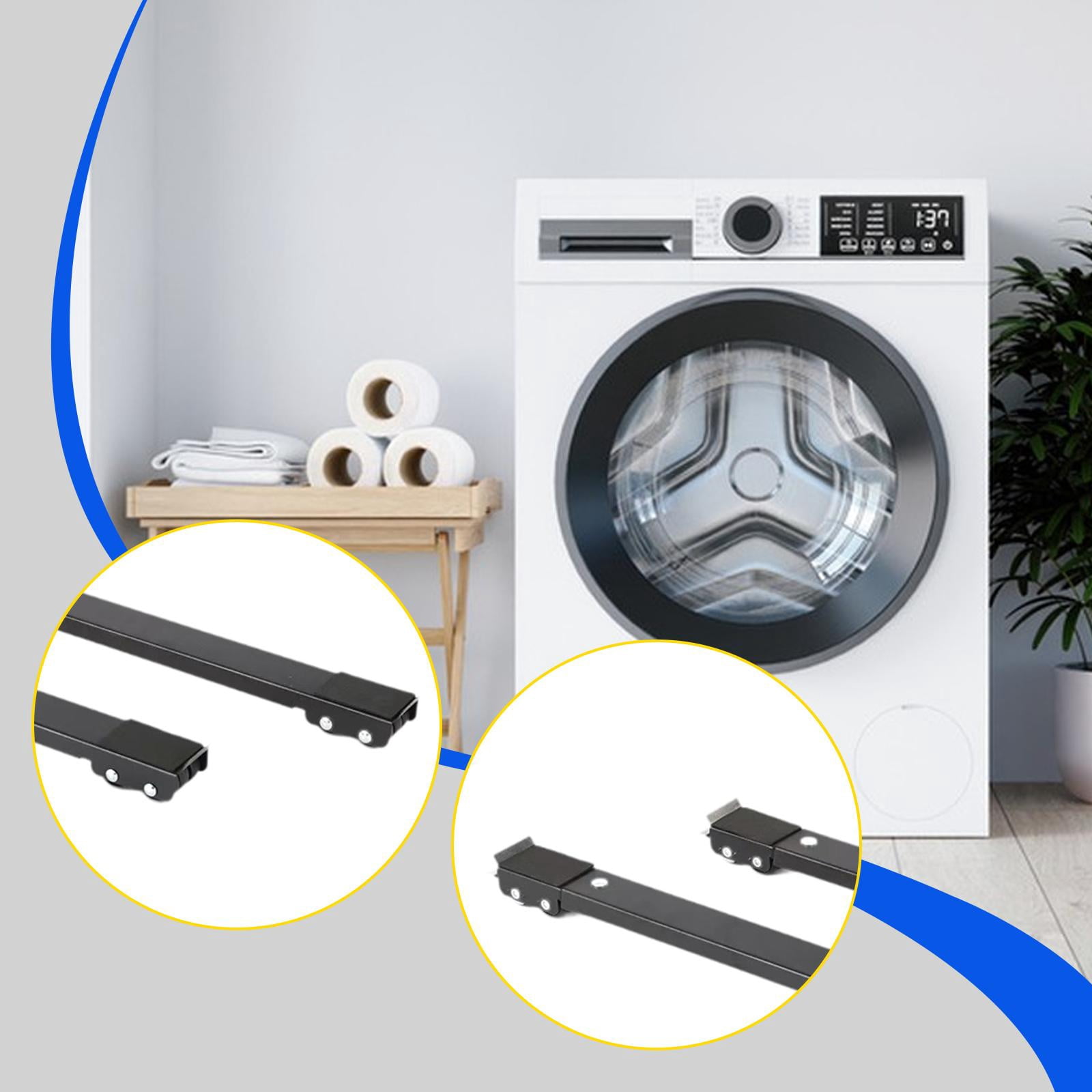 Fiocias 1 Pair Furniture Mobile Base Extendable Roller Stand Appliance Wheels with Brake Black
