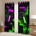 thumbnail image 2 of Homewish Futuristic Game Console Blackout Curtains Set of 2 (52x84 Each), Purple Green Honeycomb Window Curtains, Teens Kids Boys Girls Curtains and Drapes, Window Curtains Home Decor, 2 of 5