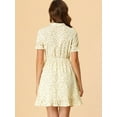 thumbnail image 3 of Vestido de Mujer con Cuello levantado Allegra K Estampado floral Beige XS, 3 of 6