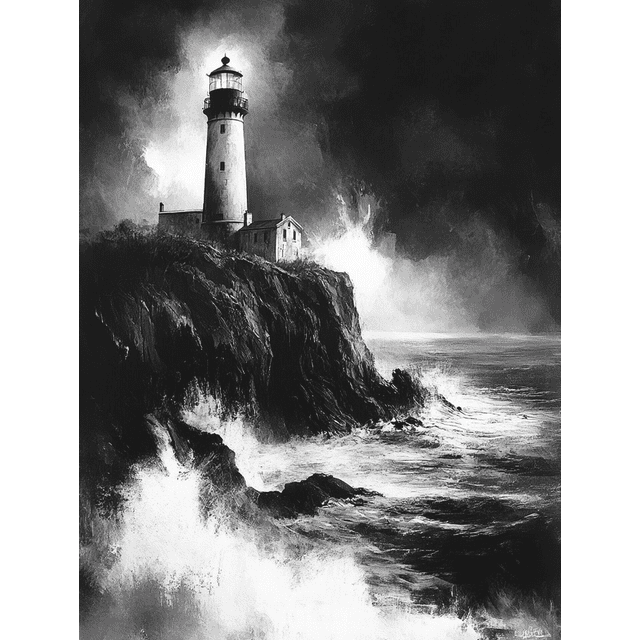 Qisvanset Framed Canvas Wall Art, 12x16 Inch Lighthouse Bible Sketch Religious Home Decor