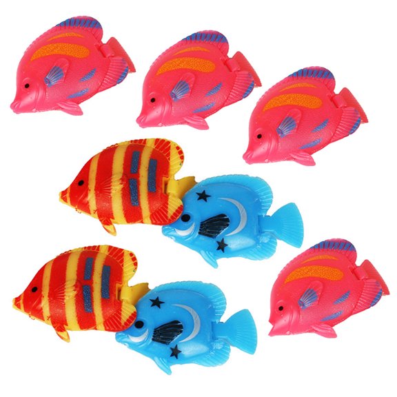 ETEREAUTY 8Pcs Compact Floating Fish Plastic Aquarium Decor Realistic Fish Figure for Decor