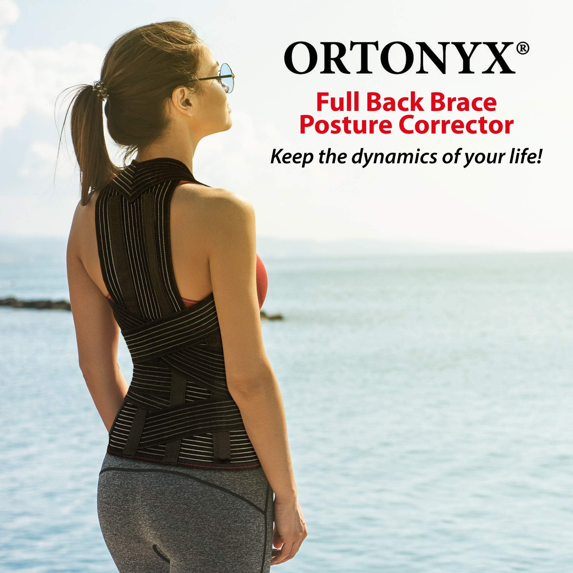 ORTONYX TLSO Full Back Support Brace with Removable Dorso-Lumbar Pad - Lightweight, Breathable - Pain Relief, Thoracic Kyphosis, Herniated Disc / ACHB5248-L
