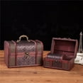 thumbnail image 2 of Vintage Wooden Embossed Flower Pattern Jewelry Treasure Box Storage Organizer Trinket Keepsake Chest Pack of 3, 2 of 4