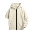 thumbnail image 3 of Shadoumai Girls Solid Color Casual Zip Hoodie Jacket Lightweight Hooded Sweatshirt Front Comfortable Everyday Outerwear for Kids Back To School Jackets for Women, 3 of 9