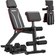 XDDIAS Adjustable Foldable Weight Bench w/ Leg Extension & Curl Pad