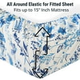 thumbnail image 2 of THD Blue Floral Bed Sheets - 4 Piece Bed Sheet Set - Wrinkle Resistant & Ultra Soft - Fits Mattresses up to 15 Inches Deep, 2 of 9
