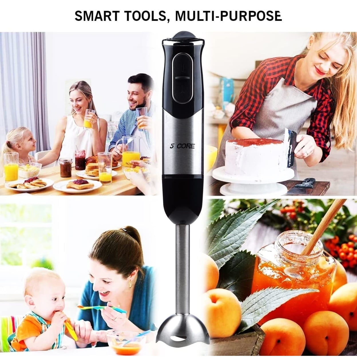 5 Core 500W Powerful Handheld Blender, 8 Speed Kitchen