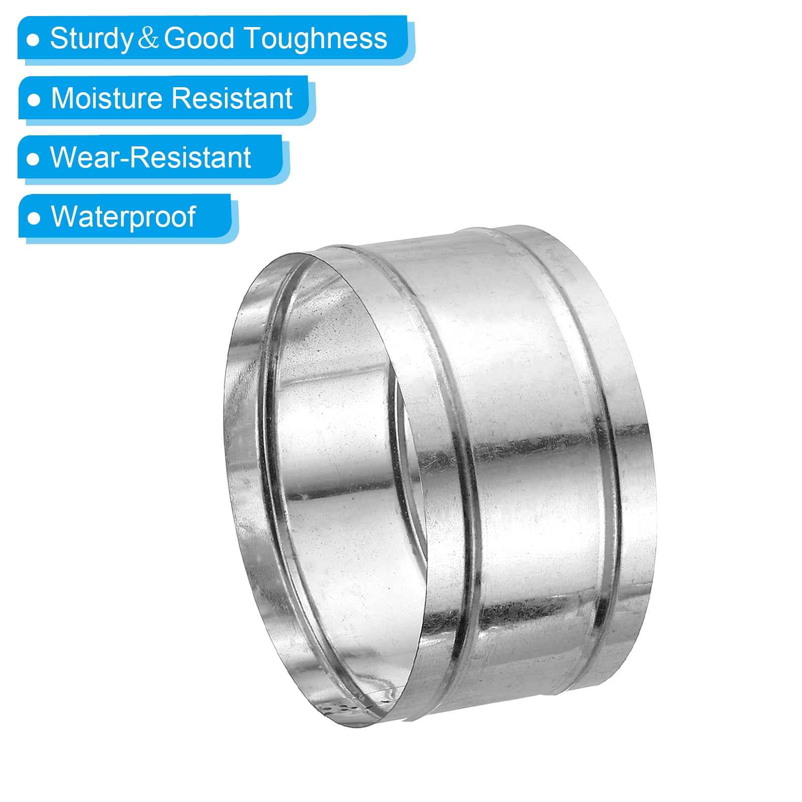 Uxcell 7.8" Duct Connector, 1 Set Galvanized Iron Duct Coupling Vent Coupler Dryer Pipe Coupling Hose Extension Connector with Duct Clamps for HVAC Exhaust Fan Vent Systems, 4" Long