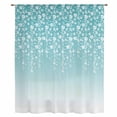 thumbnail image 2 of Weeping Flowers Sheer Curtains 45 Inches Long, Teal Ombre Spring Floral Botanical Art Light Filering Curtains, Breathable Simi Curtain Privacy Drapes for Kitchen Bathroom Small Window Treatment, 2 of 9