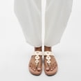 thumbnail image 3 of FitFlop Women's Fino Resin Hoop Leather Toe Post Wedge Sole Thong Sandals, 3 of 7