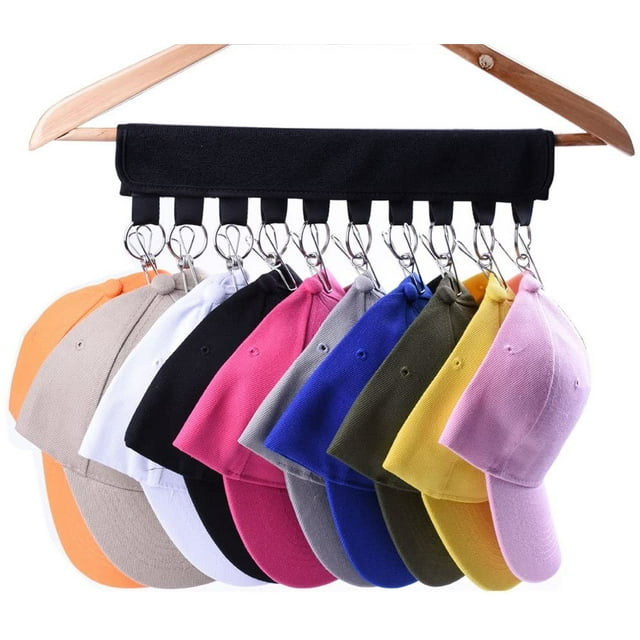 BAMAIA Cap Organizer Hanger, 12 Baseball Cap Holder, Hat Organizer for Closet - Change Your Cloth Hanger to Cap Organizer Hanger - Keep Your Hats Cleaner Than a Hat Rack