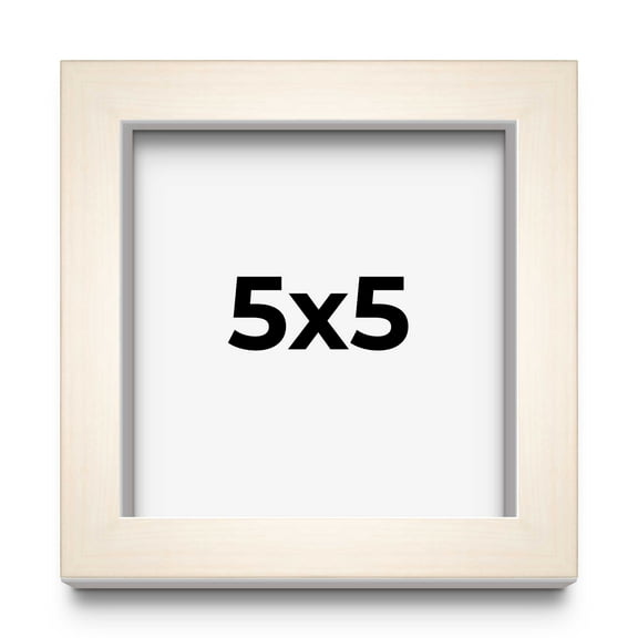 5x5 Shadow Box Cream of Wheat White Washed Display Frame | 0.875 Inches Deep Solid Wood Shadowbox |