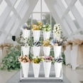 thumbnail image 5 of Muweixin 3-Tier White Metal Flower Display Rack with 12 Round White Buckets, Rolling Floral Stand with Wheels for Florist Shop, Patio, Wedding & Event Decor, 5 of 8