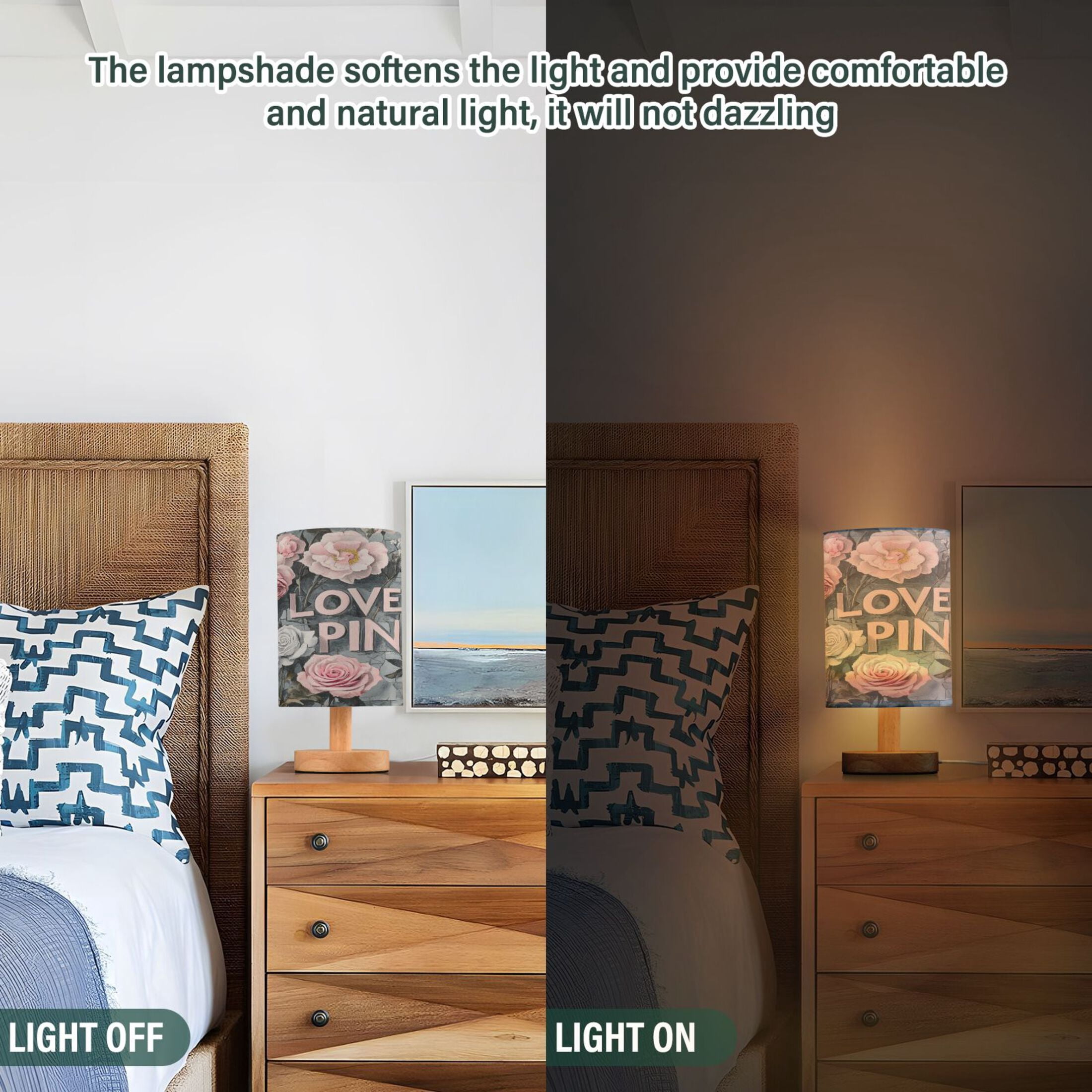 BZSMCE Lamp Modern Oil Roses Painting Creative Patter Night Light