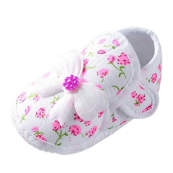 Girls' Soft Sole Walkers Cute Bowknot Princess Flat Shoes Pink 0 Months-3 Months