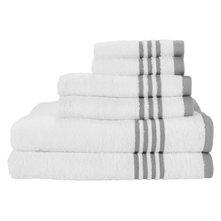 Metro Bathroom 6-Piece Towel Set - 2 Bath Towels, 2 Hand Towels, 2 Washcloths