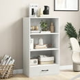 thumbnail image 3 of Patiojoy 4-Tier Bookcase w/Storage Drawer Modern Storage Shelf w/3-Tier Open Shelf Freestanding Display Shelf White, 3 of 9