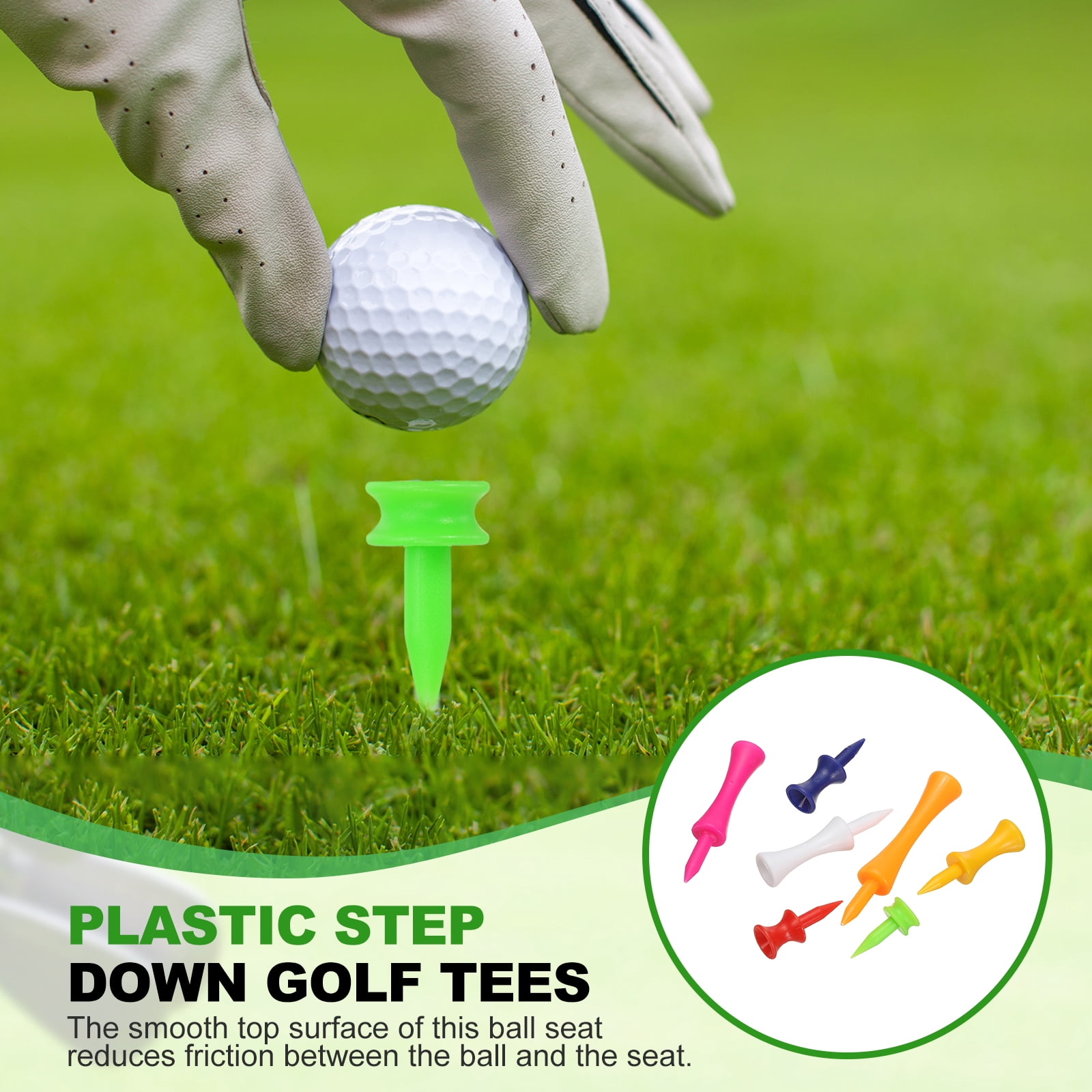 Uxcell Plastic Step Down Golf Tees, 1/2/3 Inch Unbreakable Plastic Golf Tees Bulk, 140 Pack & Multicolor - Fitting For(Practice/Outdoor/Golf Course/Competition/Leisure)