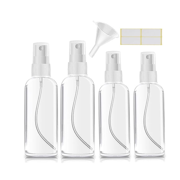 Botella de aerosol Xolaawa pequeña de plástico transparente de 30 ml y 50 ml (paquete de 4)
