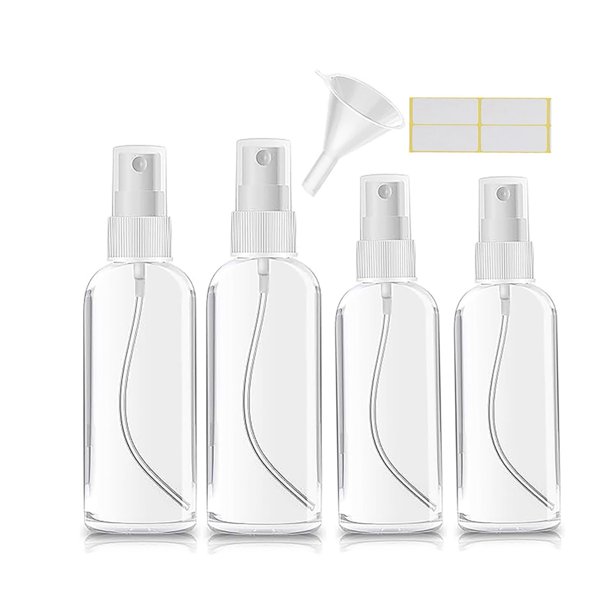 Botella de aerosol Xolaawa pequeña de plástico transparente de 30 ml y 50 ml (paquete de 4)