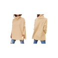 thumbnail image 3 of Suéteres de Cuello Alto de Gran Tamaño para Mujer, Larga de Murciélago, Dobladillo Abierto, Túnica, Suéter de Punto, Tops Caqui S, 3 of 7