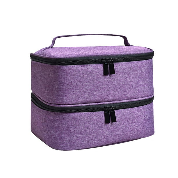 Organizador de bolsa de almacenamiento de uñas Desmontable 30 Caja de almacenamiento con forro de rejilla Neceser Violeta Zulema Estuche de transporte de esmalte de uñas