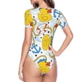 thumbnail image 3 of Uemuo Ducks and Anchors Pattern Women's One Piece Short Sleeve Swimsuit Rash Guard Surfing Modest Quick-drying Swimsuit Beach Essentials-Large, 3 of 9