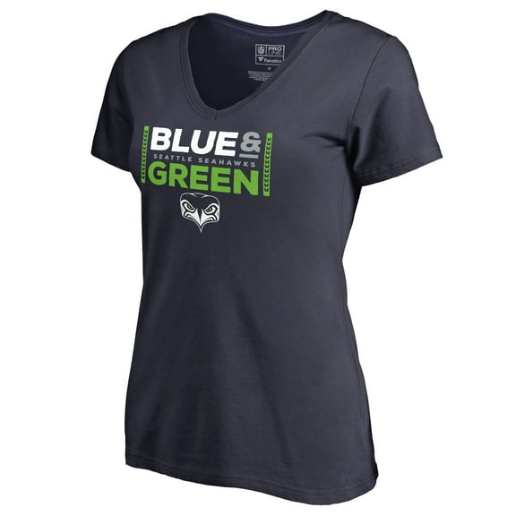 Women's Navy Seattle Seahawks Alternate Team Logo V-Neck T-Shirt