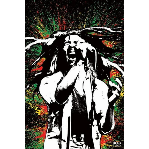 BUY ART FOR LESS Officially Licensed Bob Marley Paint Splash Colorful 24 x 36 Inch Art Poster - Decorative Print - Poster Paper - Ready to Frame