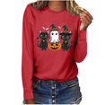 thumbnail image 7 of Xdegoge Womens Halloween Cat And Ghost Graphic T-Shirts Long Sleeve Cute Pumpkin Print Crewneck Tops Casual Loose Fit Fall Holiday Pullover Tees Shirts for Ladies, 7 of 7