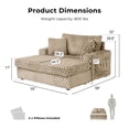 thumbnail image 2 of Menni Modern Soft Faux Fur Upholstered 2-Arm Oversized Chaise, Light Brown, 2 of 15