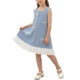 thumbnail image 4 of Ashirexll Robes d'Été pour Ados Enfants Sans Manches à Blocs de Couleur Col Rond Robe Décontractée Trapèze pour Ados Enfants, 4 of 7