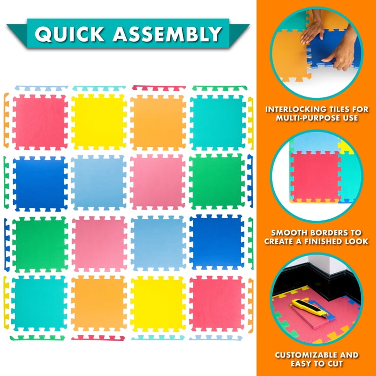 ProSource Kids Solid Puzzle Play Mat, 4' x 4' photo 6
