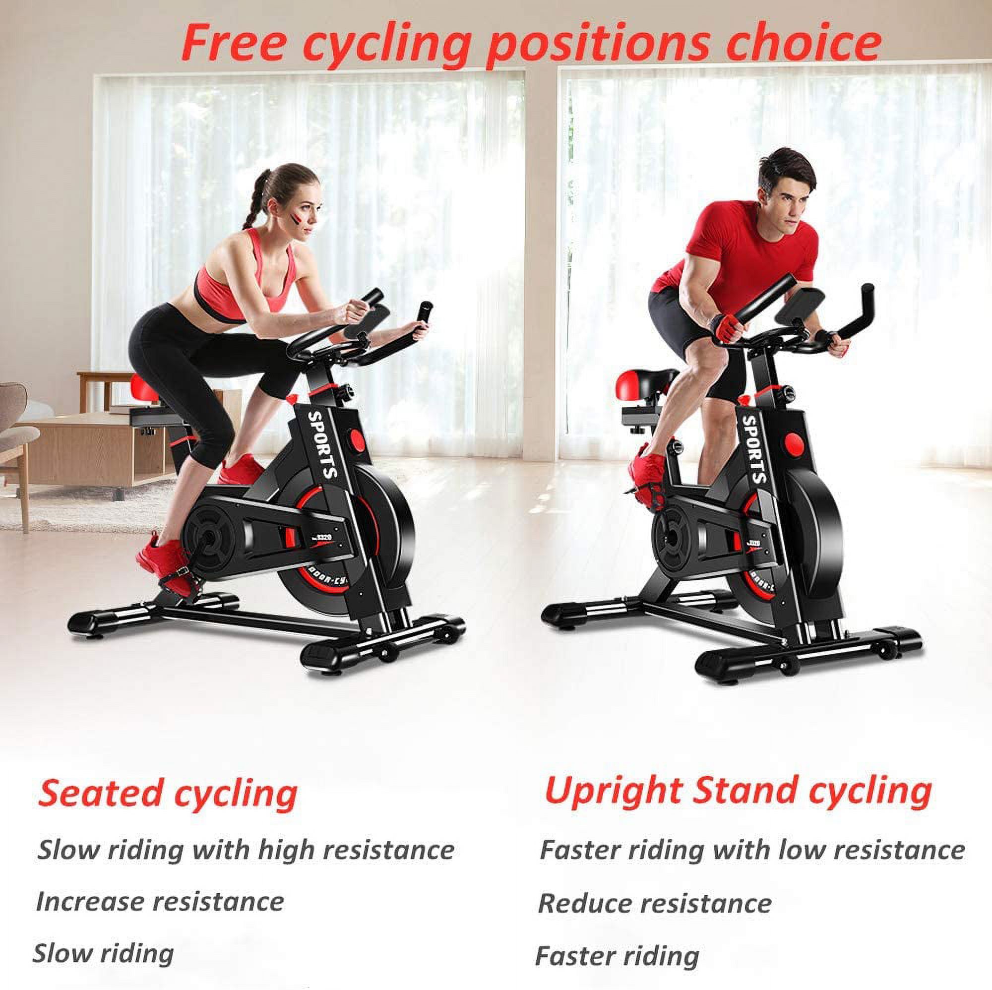YOLEO Stationary Exercise Bike Indoor Cycling Bike Fitness Stationary All-inclusive Flywheel Bicycle with Resistance for Gym Home Cardio Workout Machine Training 2021 Version (Black-Standard) - image 5 of 8