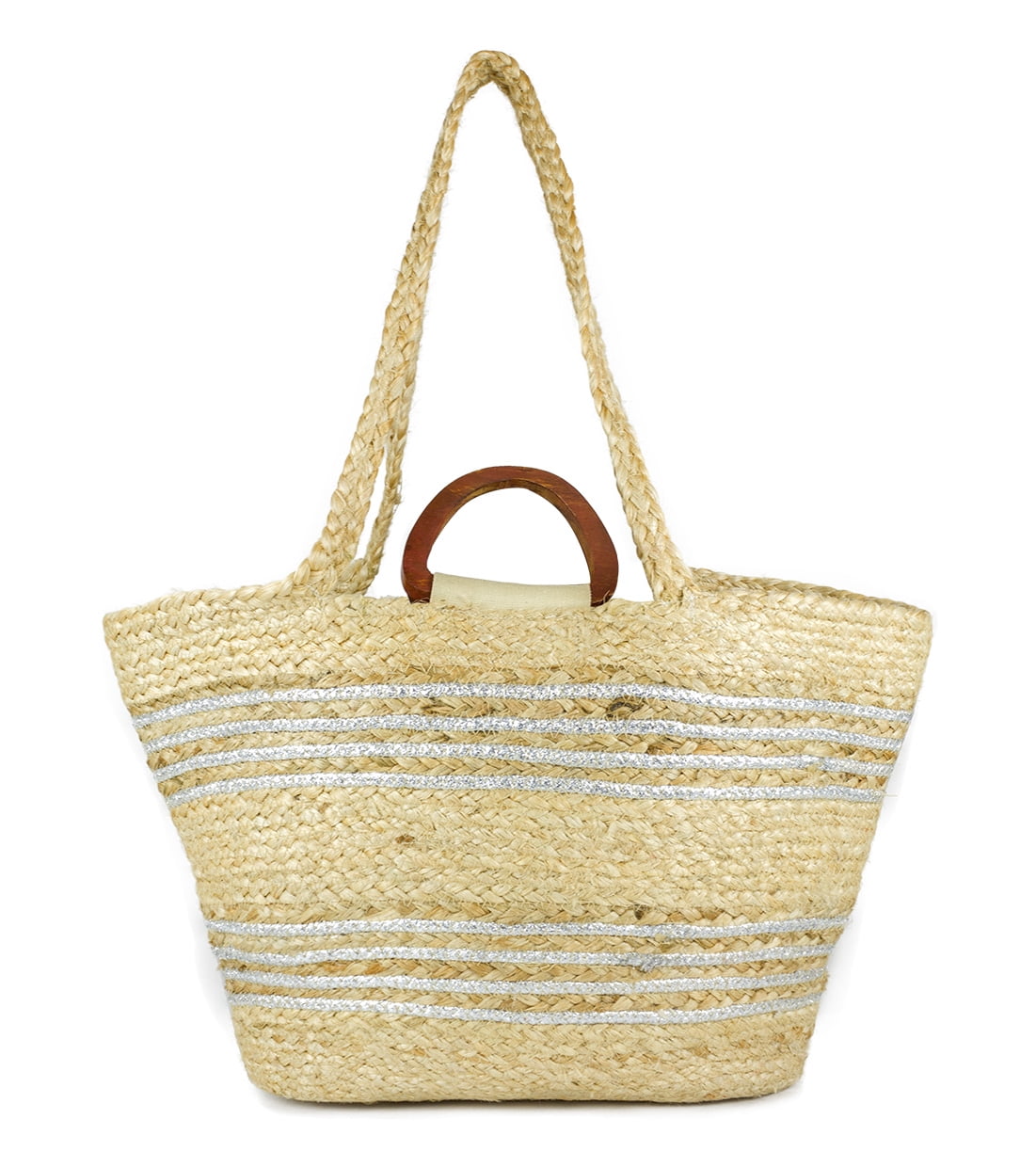 jute bag with wooden handle