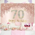 thumbnail image 4 of Happy 70th Birthday Banner Backdrop Decorations for Women, Rose Gold Happy 70th Birthday Banner Bac Birthday Party Sign Supplies, Pink 90 Year Old Birthday Poster Background Photo Booth Props Decor, 4 of 10