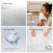 Bc Babycare XL Flushable Baby Wipes - Septic Safe, Potty Training, Hypoallergenic, Fragrance Free, Plant-Based, 126 Wipes, 3-Pack