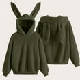 thumbnail image 2 of Aboser Rabbit Ear Hoodies for Women Fuzzy Fleece Sherpa Sweatshirts Warm Plush Hooded Sweatshirt Loose Long Sleeve Pullover Tops Cozy Soft Shaggy Hoodie, 2 of 9