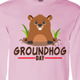 thumbnail image 4 of Inktastic Groundhog Day with Cute Groundhog Illustration Long Sleeve T-Shirt, 4 of 5