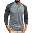 thumbnail image 1 of Blusas y camisas de manga larga y cuello redondo para hombre, informales, de color liso, con botones y bolsillos, de poliéster., 1 of 5