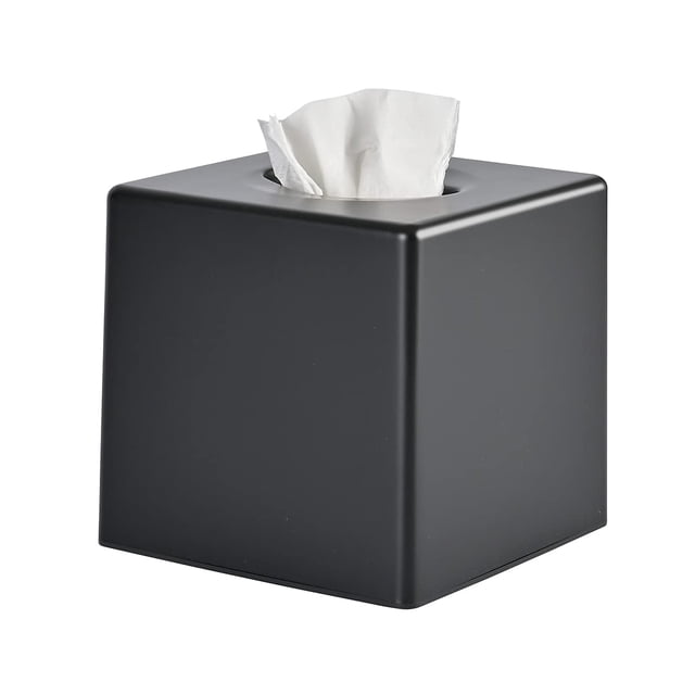 Y-In Caja De Pañuelos De Mano Cubierta Cuadrada para Pañuelos Faciales Almacenamiento para Baño Tocador Encimeras Cómodas Mesita De Noche Salones Y Oficinas - Negro