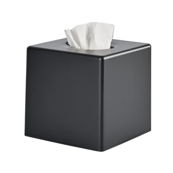 Y-In Caja De Pañuelos De Mano Cubierta Cuadrada para Pañuelos Faciales Almacenamiento para Baño Tocador Encimeras Cómodas Mesita De Noche Salones Y Oficinas - Negro