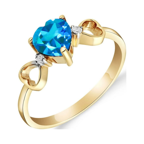 Galaxy Gold 14k Solid Gold Blue Topaz Heart Ring - Size 7